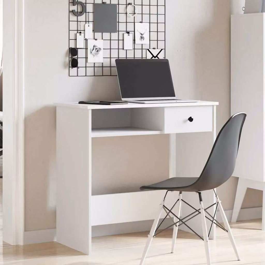 Berkfield Modern White Writing Desk in Engineered Wood W/D/H: 80 x 40 x 75 cm – 2
