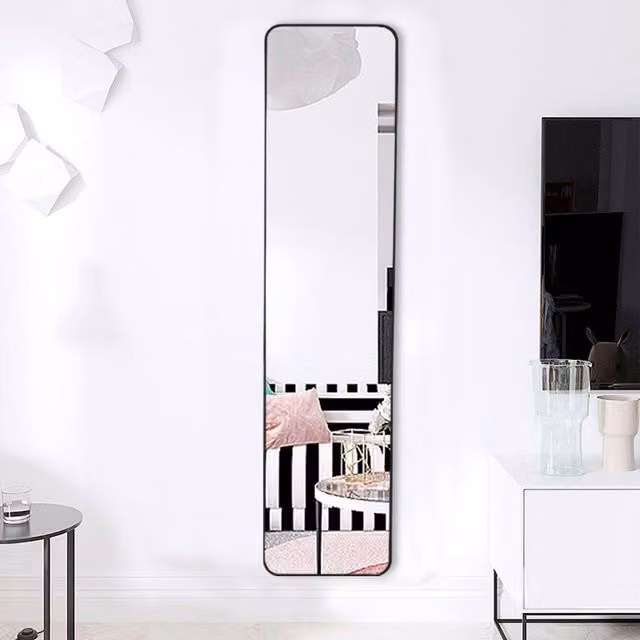 Livingandhome Modern Rectangular Wall-Mounted Full Length Mirror in Black
