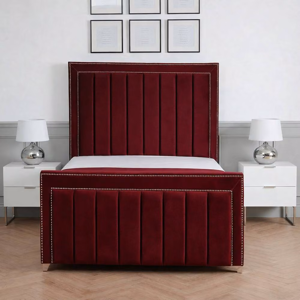 Living Comfort Bedz Royale Upholstered Velvet Gas Lift Storage Bed in Red, Super King – 2