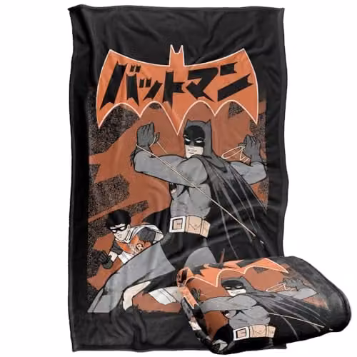 Warner Bros. Batman Robin Kanji Rope Cover Super Soft Fleece Throw Blanket, Multicolour, W: 91 cm, D: 147 cm