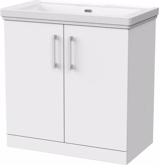 Balterley Pershall 2 Door Vanity Unit and 0TH Fireclay Basin, Matt White, Width: 80 cm