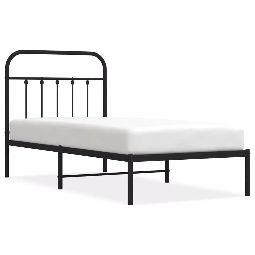 Berkfield Home Metal Bed Frame with Headboard in Black, W/D/H: 90 x 190 cm – 2