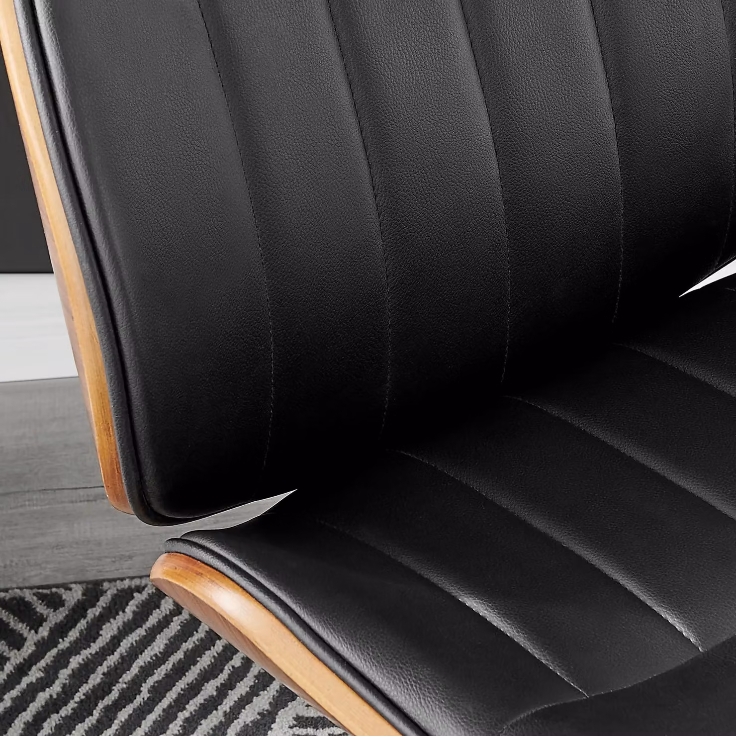 FurnitureboxUK Parker Mid Century Executive Office Chair in Black Faux Leather with Adjustable Swivel and Castors – 2