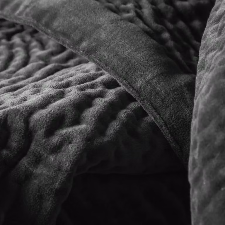 Voyage Maison Haze Quilted Cotton Velvet Throw in Amber, W: 140 cm, L: 200 cm