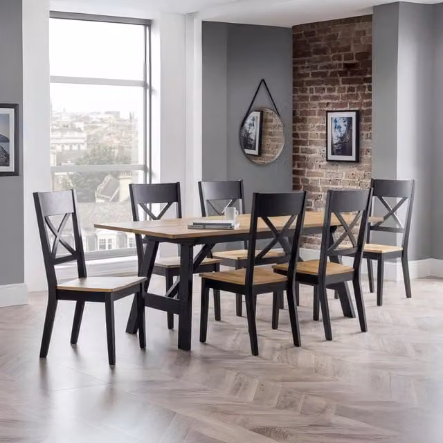 Julian Bowen Hockley Modern Rectangular Rubberwood Dining Table and Chairs Set in Black