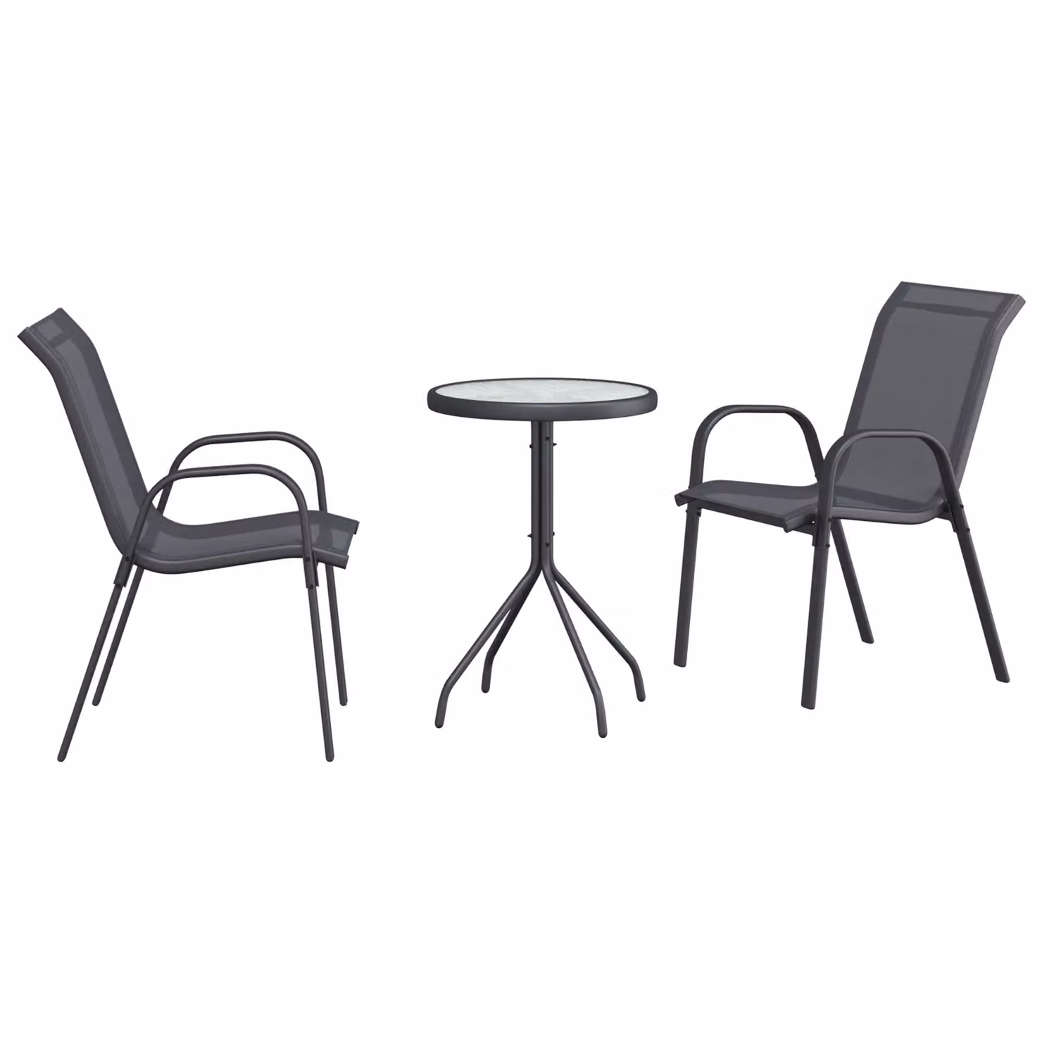 Berkfield Home 3 Piece Garden Bistro Set in Anthracite Grey with Steel and Textilene – 2