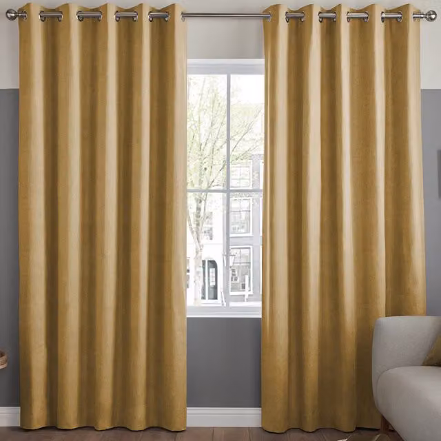 Terrys Florence Made to Measure Velvet Eyelet Curtain Panel in Saffron Yellow