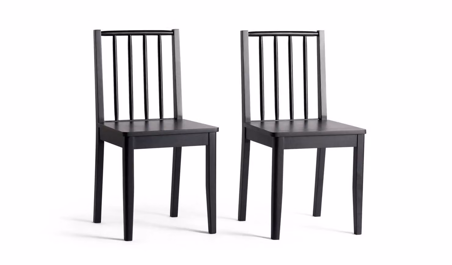 Nel Pair of Black Solid Wood Spindle Dining Chairs