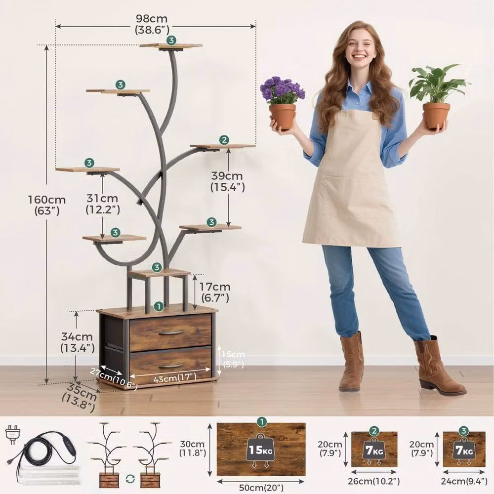 FORGEVIO Mondeer Modern Metal Plant Stand in Brown – 3