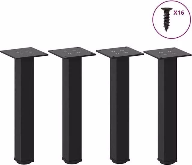 Berkfield Home Set of 4 Black Matt Steel Coffee Table Legs, Height: 43 cm – 1