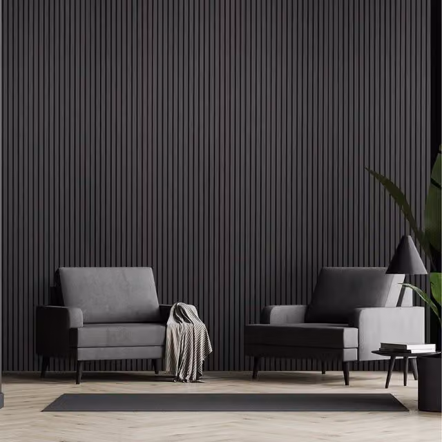 Fuse Acoustic Wooden Wall Panel in Charcoal Oak Grey, W: 60 cm, H: 240 cm