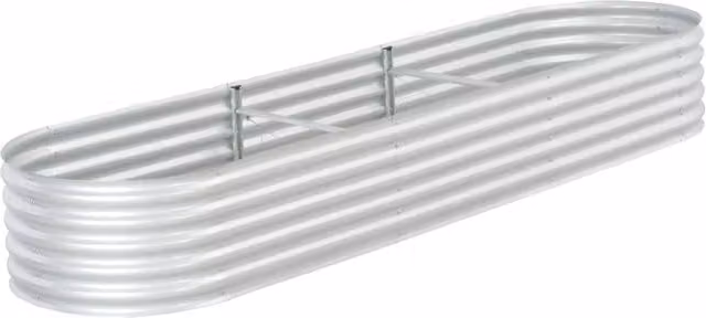 Berkfield Home Garden Galvanised Steel Raised Bed in Silver, W: 320 cm, D: 80 cm, H: 44 cm – 1