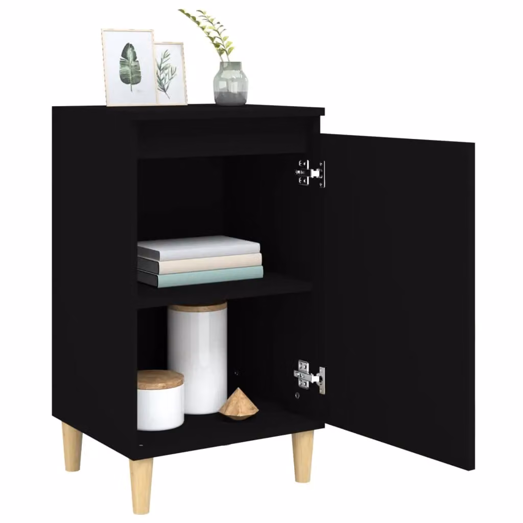 Berkfield Home Set of 2 Black Bedside Cabinets in Engineered Wood, W/D/H: 40 x 35 x 70 cm – 3