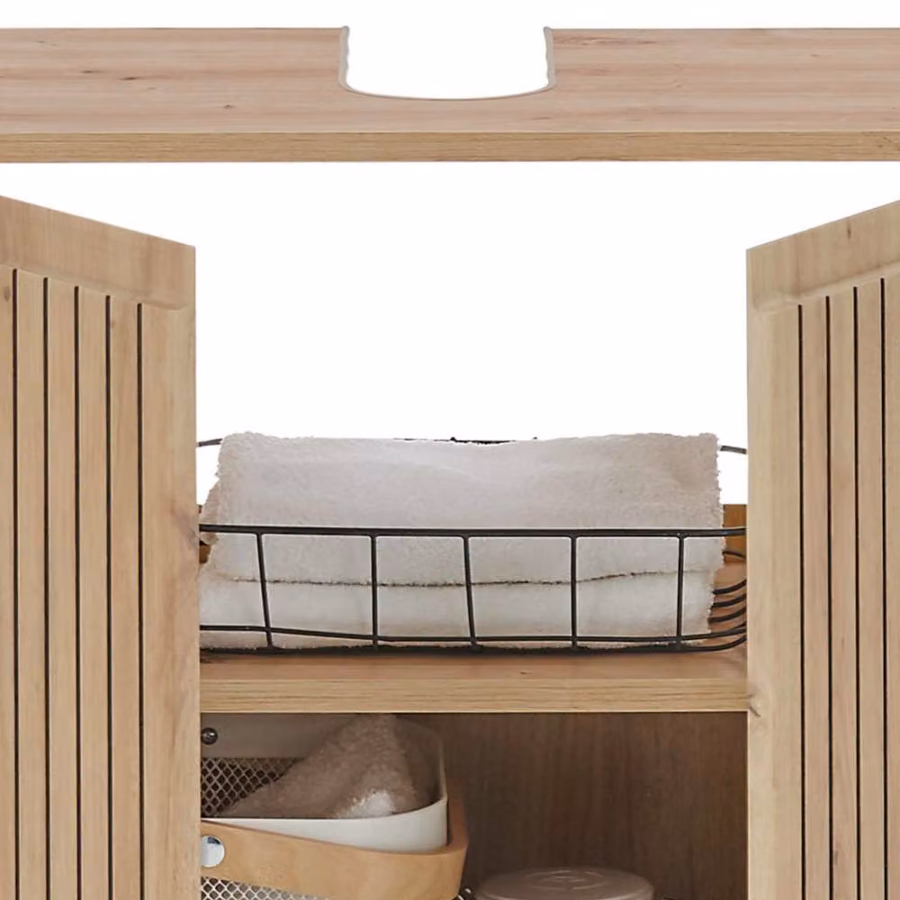 Cheshire Premium Haven 2 Door Brown Under Sink Bathroom Cabinet in Light Oak – 3
