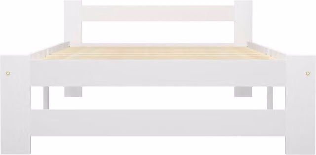 Berkfield Home Elegant Bed Frame in White Solid Pine Wood, W/D/H: 90 x 200 cm