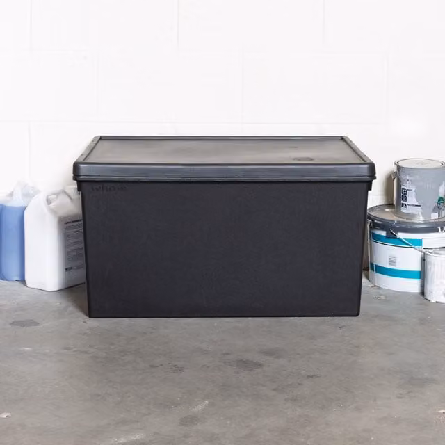Wham Bam Heavy Duty Recycled Storage Box with Lid, Black, 150 l (Pack of 2)