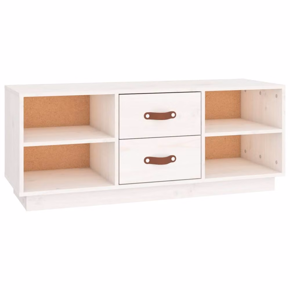 Berkfield Home White Solid Wood Pine TV Cabinet W/D/H: 100 x 34 x 40 cm – 2