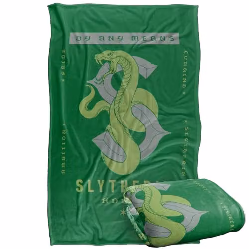 Warner Bros. Harry Potter Slytherin By Any Means Super Soft Fleece Throw Blanket, Green/Multicolour, W/D/H: 91.44 x 147.0 x 0 cm – 1
