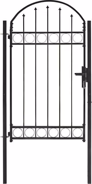 Berkfield Home Steel Arched Top Fence Gate, Black, W: 100 cm, H: 175 cm