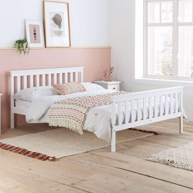 Birlea Cambridge Double Bed Frame and Sleepsoul Mattress in White Wood, W/D/H: 140 x 200 cm – 1