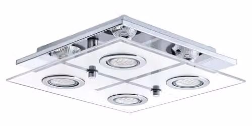 Eglo Cabo 4-Light LED Ceiling Spotlight in Silver and White with Glass Shades