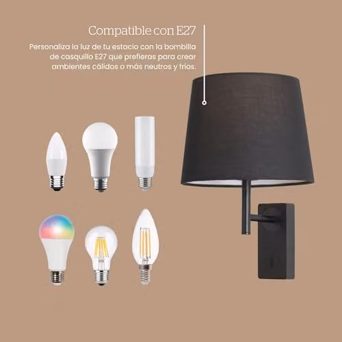 Netlighting Aura Wall Lamp with Fabric Shade in Black, E27 – 3
