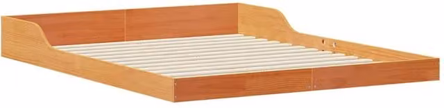Berkfield Home Waxed Brown Solid Pine Wood Bed Frame W/D/H: 220 x 140 x 24 cm