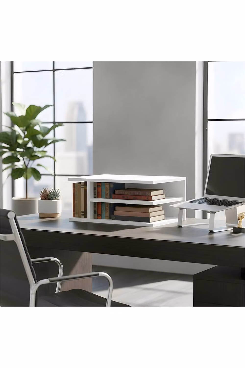 Living and Home 3-Tier Desktop Printer Stand Organiser in White – 2