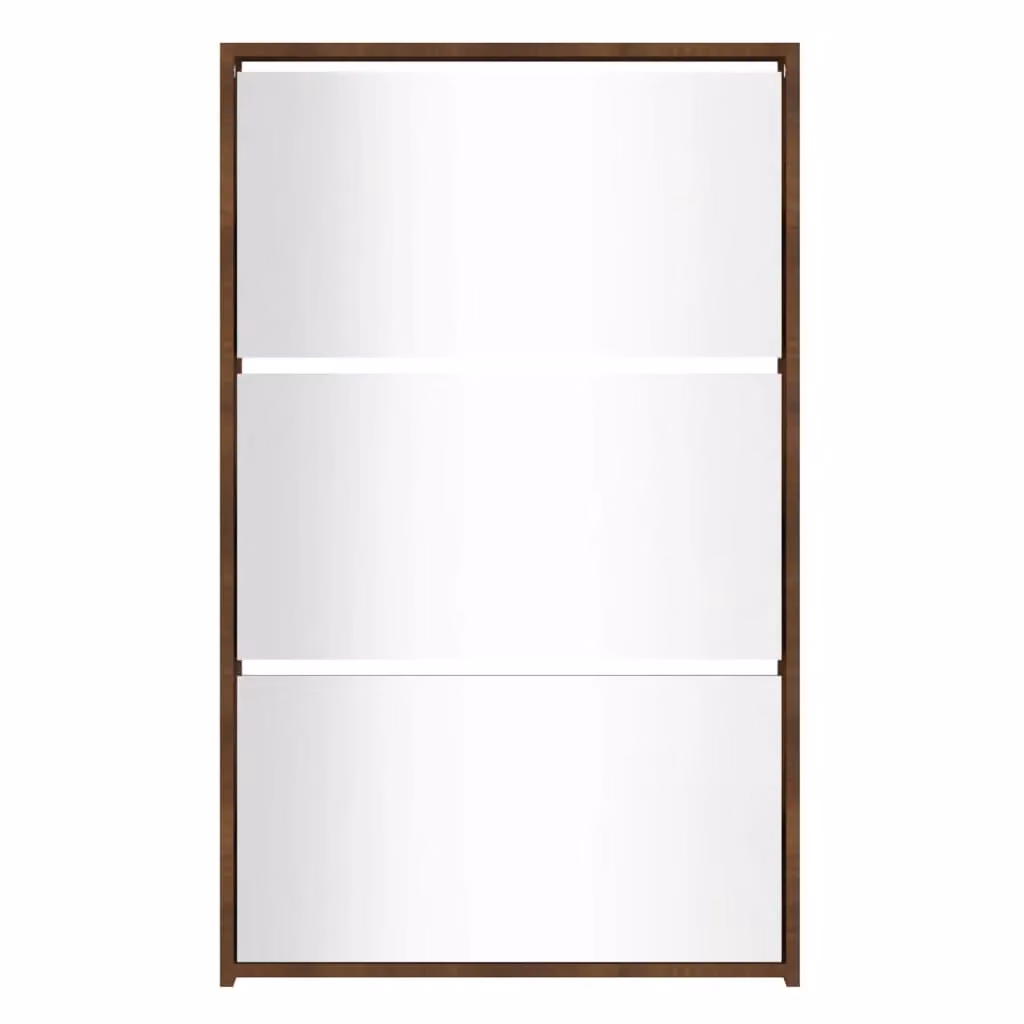 Berkfield Home Modern 3-Layer Shoe Cabinet with Mirror in Brown Oak, W: 63 cm, D: 17 cm, H: 102.5 cm – 2