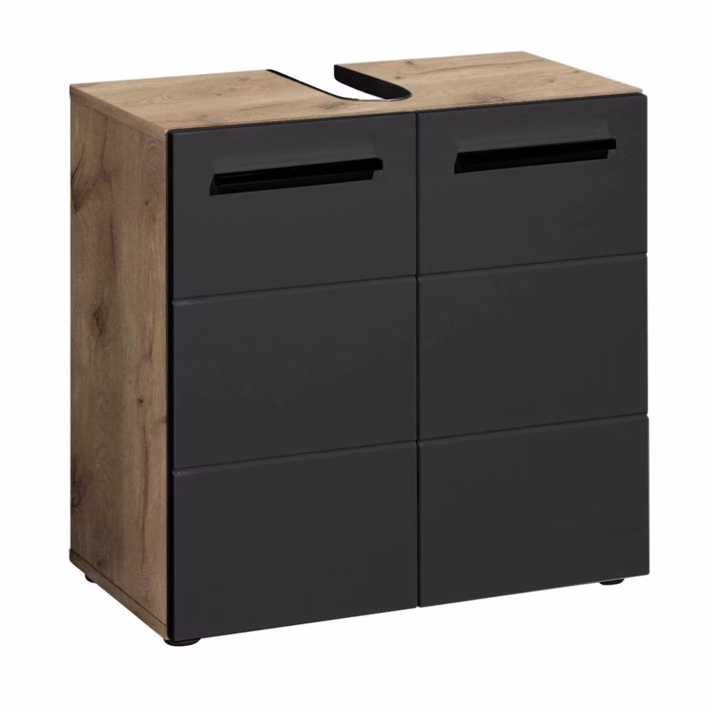 Cheshire Premium Summit Black Matt Under Sink Bathroom Cabinet with Internal Shelves and Hinged Doors – 4