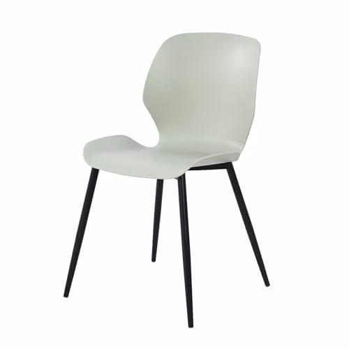 Core Products Carnaby Set of 2 Mid-Century Style Green Plastic Kitchen Chairs with Black Metal Legs