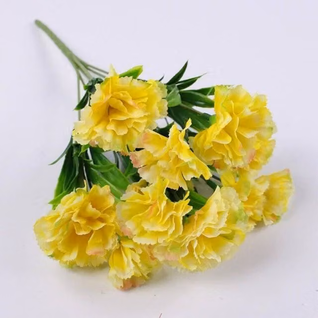 Havendro Yellow Silk Carnation Artificial Flowers UV Resistant Floral Decor