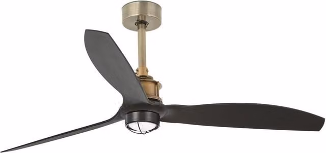 Faro Just LED Ceiling Fan in Gold and Black with Remote Control and Warm White Light