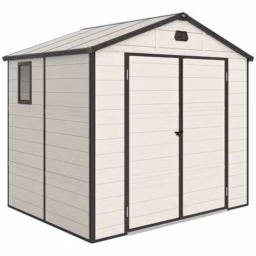 Outsunny Pent Garden Storage Shed with Foundation Kit, Window and Side Vents, White – 1