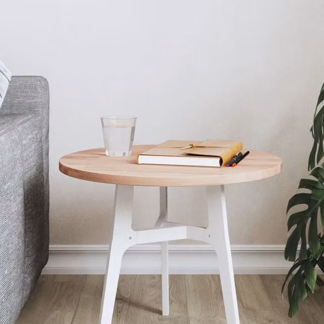 Berkfield Home Round Solid Beech Wood Table Top in Brown, Diameter: 40 cm, Height: 1.5 cm – 1