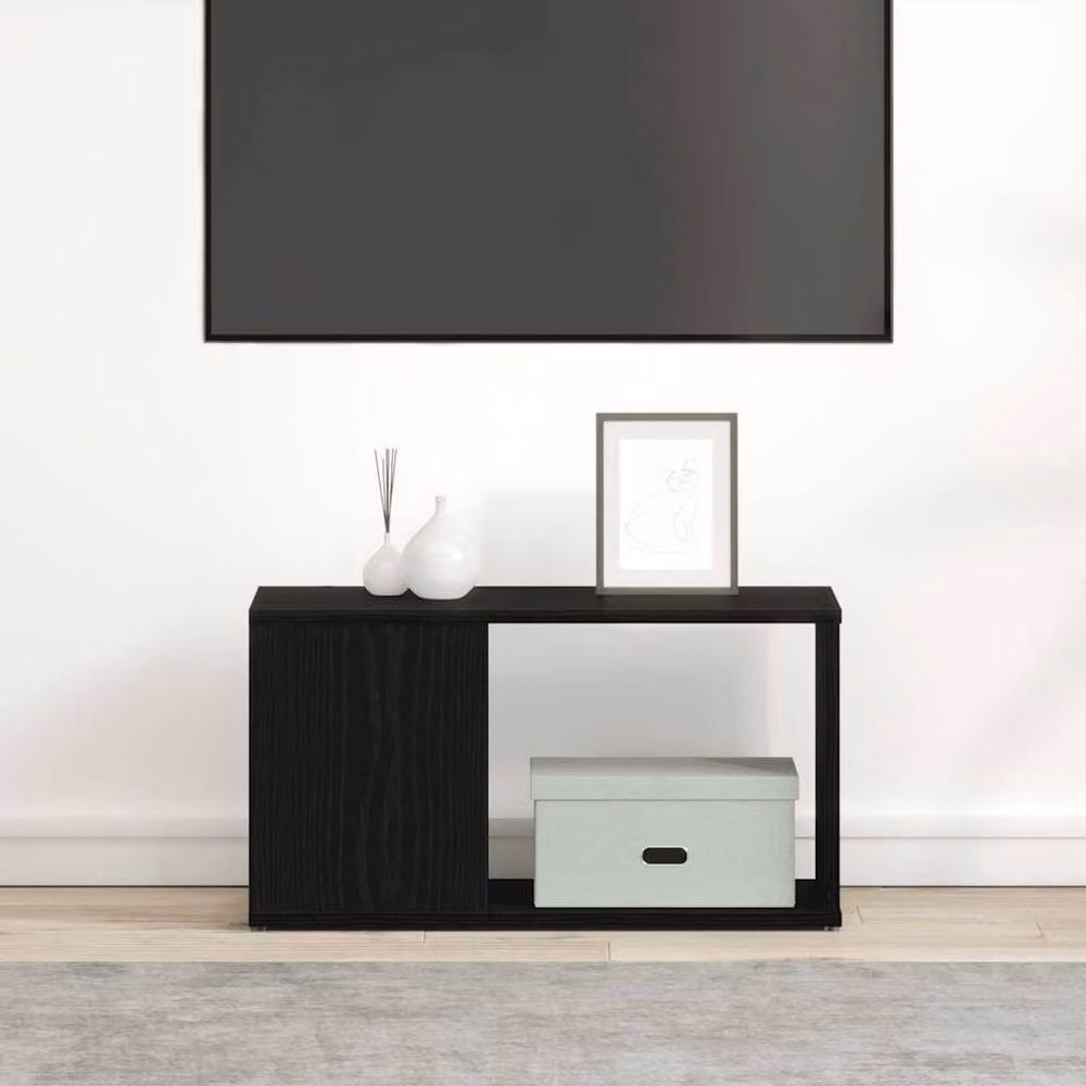 Berkfield Home Black Oak TV Cabinet in Matt Engineered Wood W/D/H: 60 x 24 x 32 cm – 3