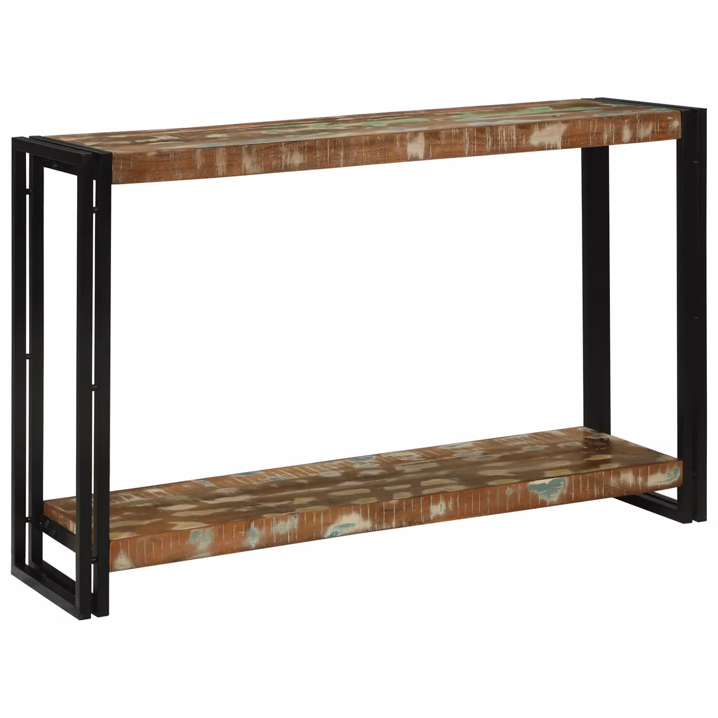 Berkfield Home Industrial Console Table with Shelf in Brown Multicolour Solid Reclaimed Wood, W: 120 cm, D: 33 cm, H: 75 cm – 2
