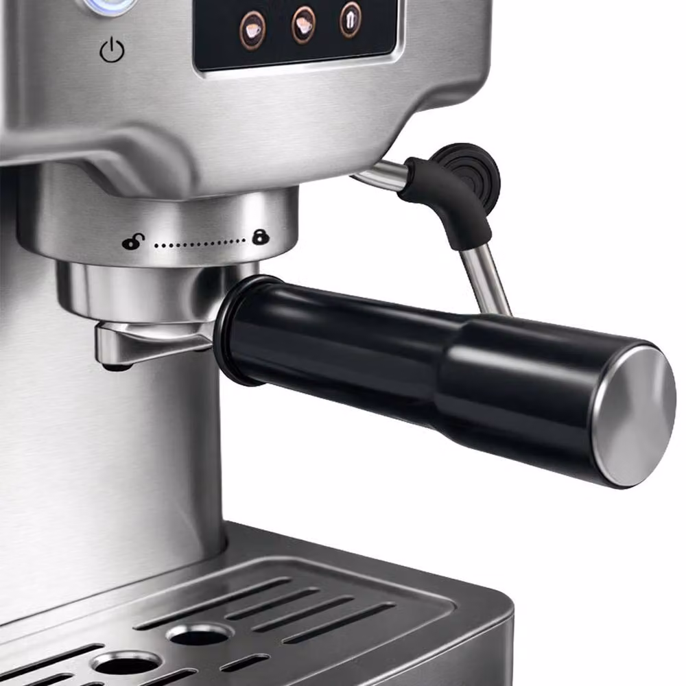 Spector Ultra Espresso Machine in Silver with LCD Touch Display, 20 Bar Pressure, Milk Frother and Removable Water Tank – 13