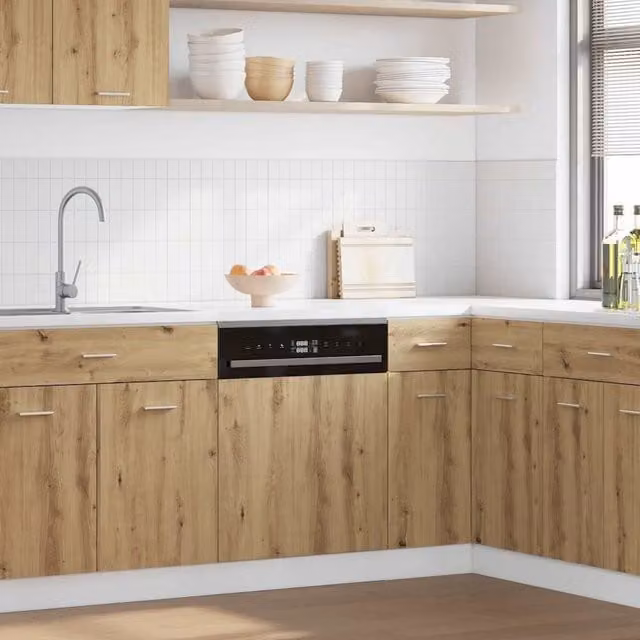 Berkfield Home Artisan Oak Dishwasher Panel in Brown, Engineered Wood, W/D/H: 45 x 3 x 67 cm