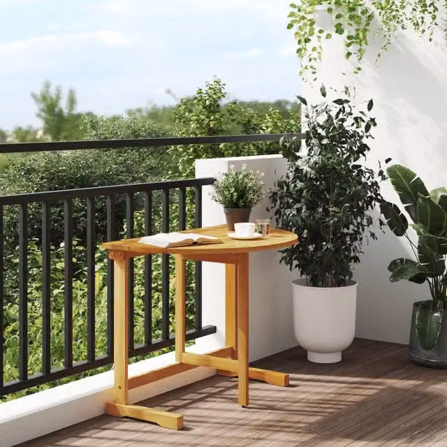 Berkfield Home Beautiful Folding Balcony Table in Brown Solid Acacia Wood W/D/H: 90 x 60 x 72 cm – 1
