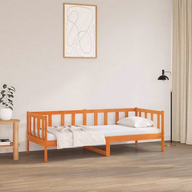 Berkfield Home Solid Pine Wood Bed Frame with Headboard in Wax Brown, W: 80 cm, L: 200 cm, H: 66 cm