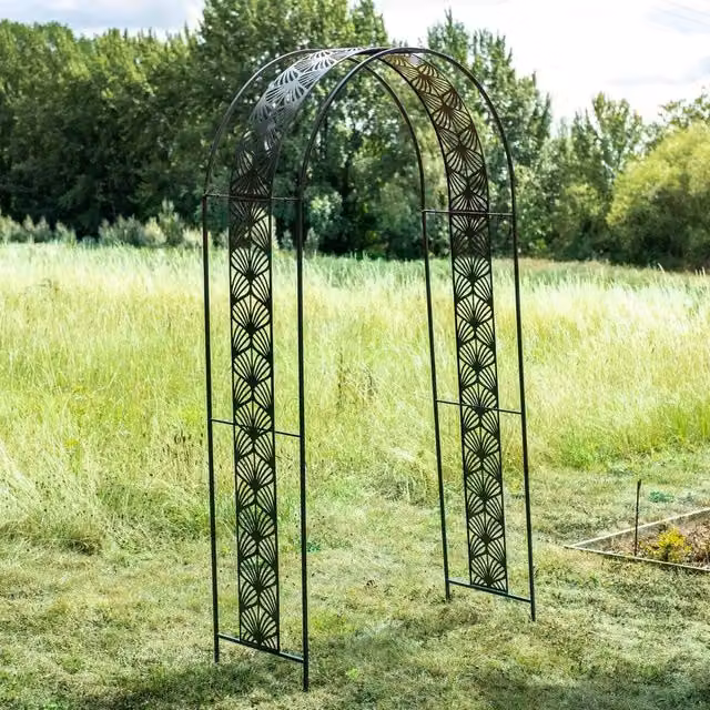 Ascalon Design Ltd Art Deco Arch Metal in Black, W: 120 cm, H: 233 cm, L: 46.5 cm – 1