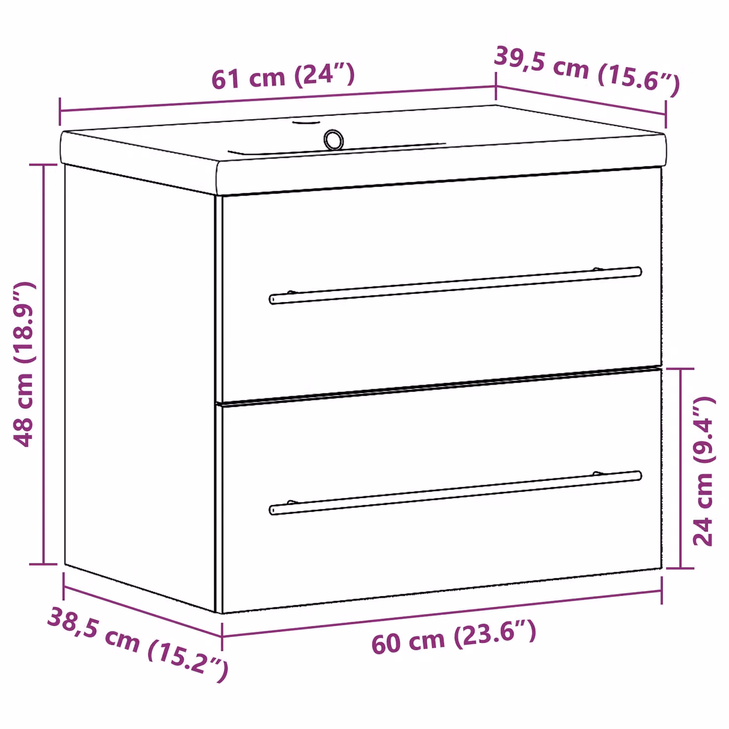 Berkfield Home Bathroom Sink Cabinet with Built-in Basin in Brown Old Wood, W/D/H: 60.0 x 38.5 x 48.0 cm – 4