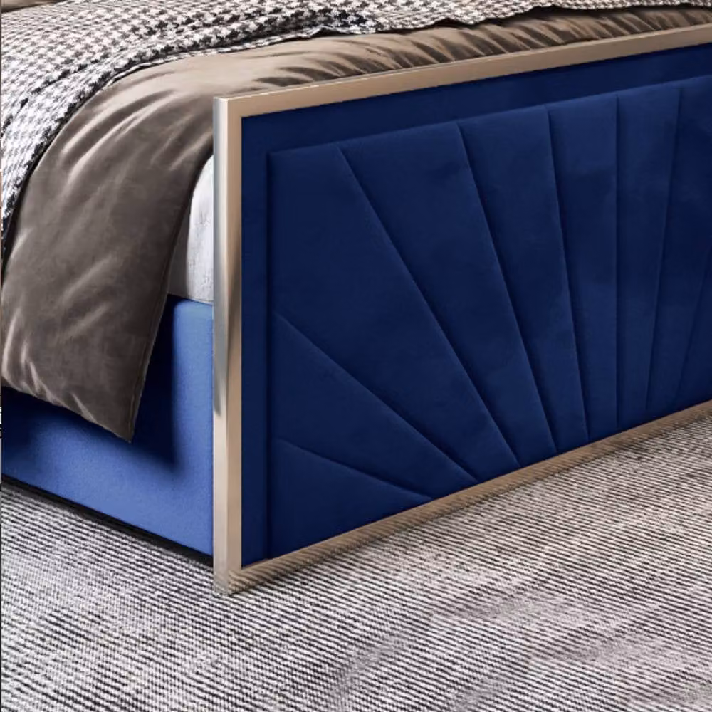 Casani Somerford Upholstered Velvet Blue Metal Designer Bed Frame, W/D/H: 200 x 189 x 200 cm – 5