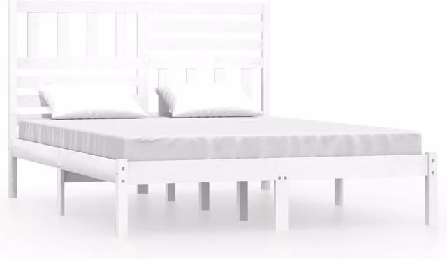 Berkfield Home White Solid Pine Wood Bed Frame W: 160 cm, D: 200 cm