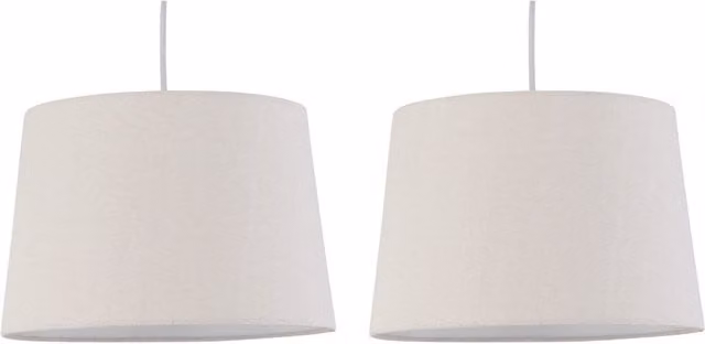 First Choice Lighting Zoey Set of 2 Cylinder Fabric Easy Fit Pendant Lamp Shades in Beige – 1