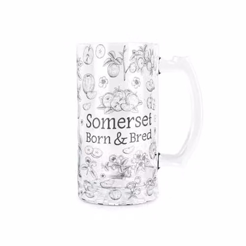 Purely Home Somerset Born & Bred Glass Stein, 450ml, Black and Transparent