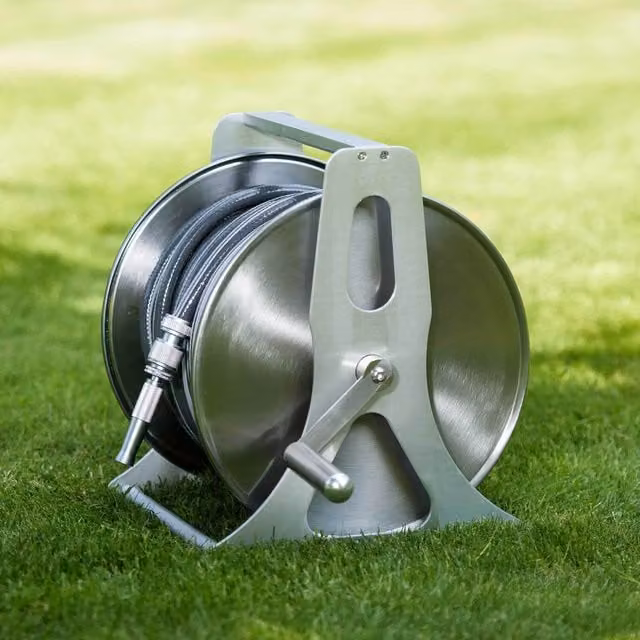 Flopro Professional Wall Mounted Metal Hose Reel in Silver