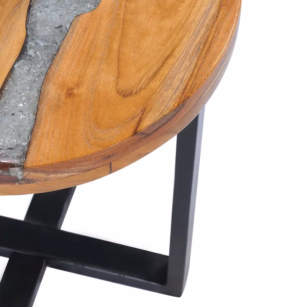 Berkfield Home Round Rustic Coffee Table in Teak and Mango Wood, W/D/H: 40 x 45 cm – 5