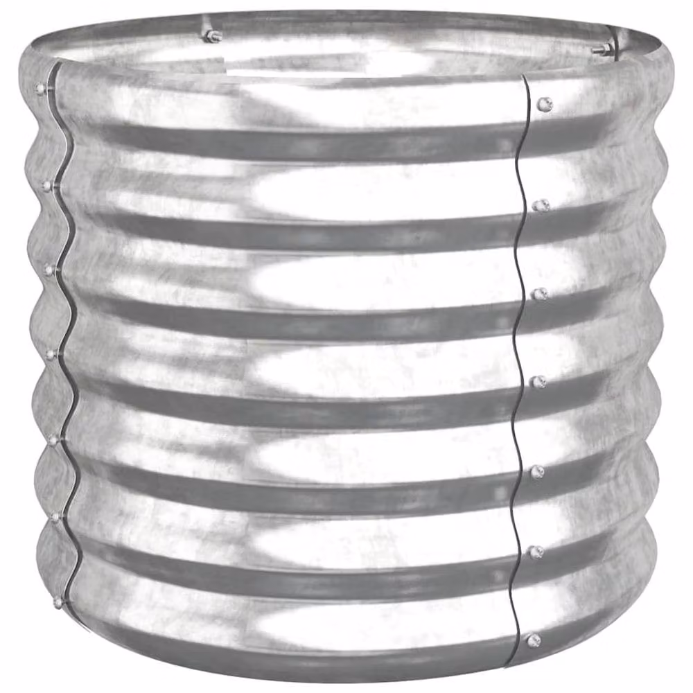 Berkfield Home Durable Steel Garden Planter Tub, Silver, W/D/H: 40 x 40 x 36 cm – 3